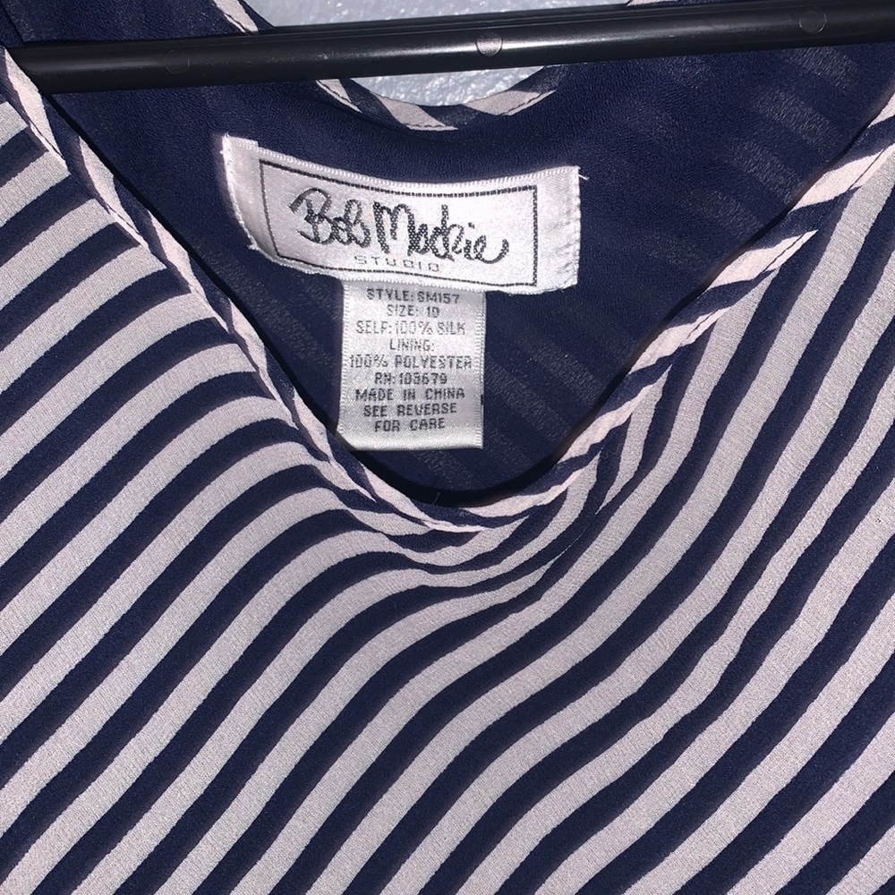 Bob Mackie striped top ( navy blue and white ) - Picture 2 of 3